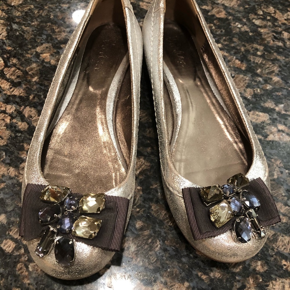 Anthropologie Boden silver jeweled flats